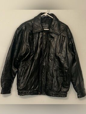 Vintage MAXAM Italian Mosaic Design Top Grain Lambskin Leather Jacket Black M
